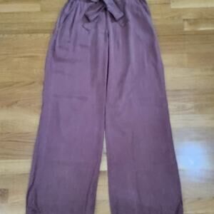 Paperbag Waist Lyocell Wide Leg Pants Medium Terracotta Tie Waist